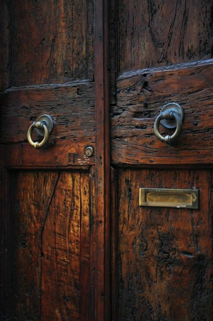 stare drzwi przednie drewna uchwyt metalowych pierścieni
