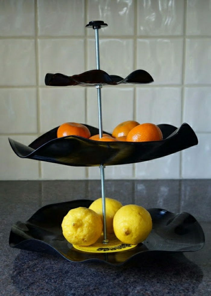 -Vinil-placa antiga aplicação prática stand-três etapas Fruit Laranja e limão