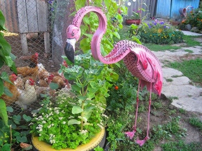 Używane recykling opon atrakcyjny-dekoracji-w-ogrodzie