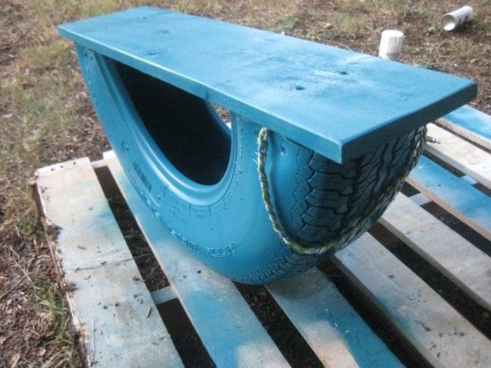 Kullanılmış lastik geri dönüşüm serin ve mavi-bahçe mobilyaları