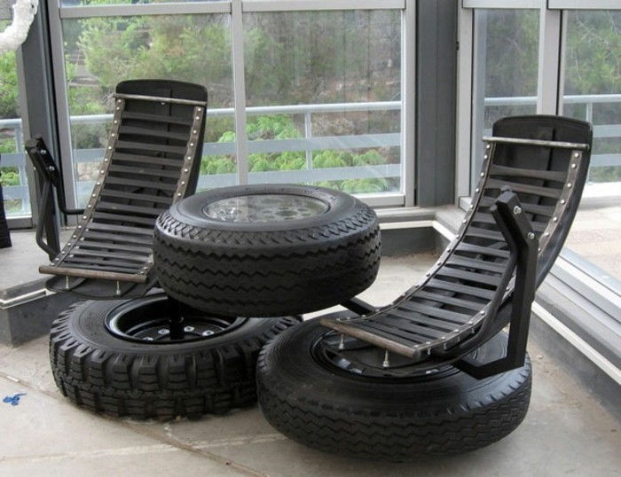 Używane recykling opon czarno-atrakcyjna-meble-chair-i-table
