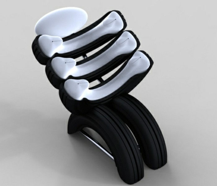 recyklingu zużytych opon pra-DIY-meble-chair-in-biało-czarny