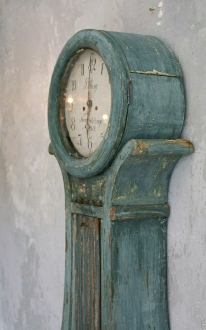 antik İsveçli saat-mavi-vintage