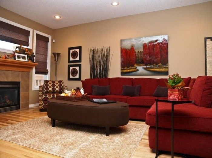 aristokratisk anlegget-stor-sofa-rød-pittoreske veggmaleri