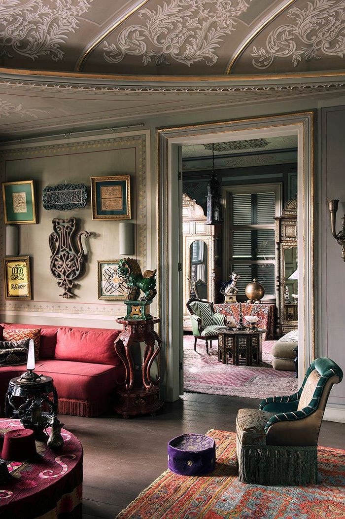 aristokratisk lägenhet fina-möbeldesign vintage matta orientaliska motiv