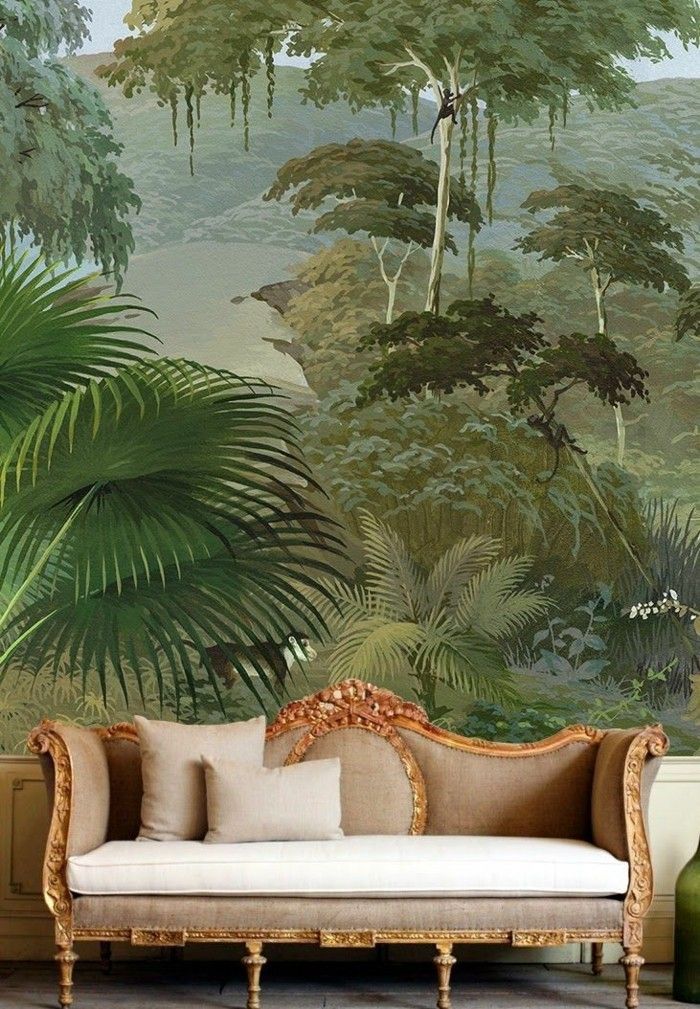 Aristocratic tapet-canapea colorat Natura Palm tapet fantezie