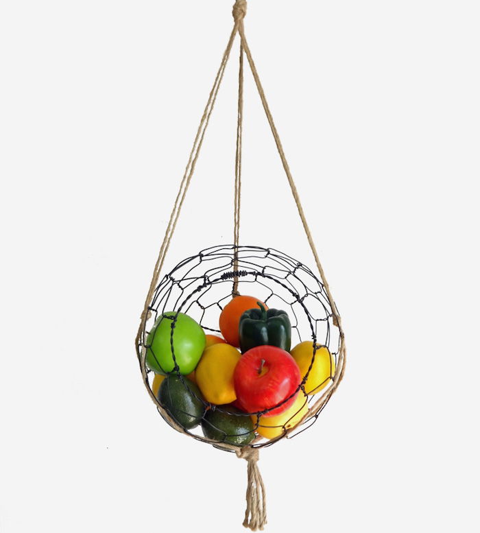 macrame garn frukt lampa vacker idé hängande hyllan för frukt och grönsaker idé