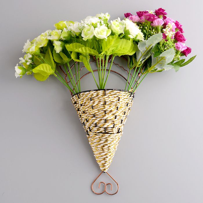 macrame blomkorg sticka med halm halmblommor deco dekorativa konstgjorda blommor
