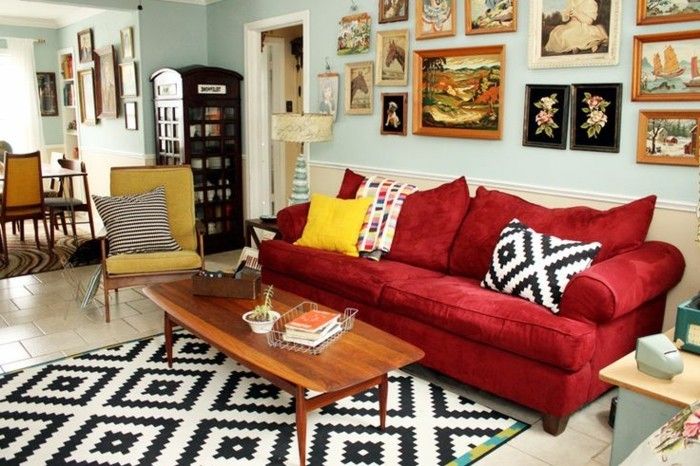 artis diagram Parlor vakre veggmalerier-grafikk Carpet Cushion rød sofa