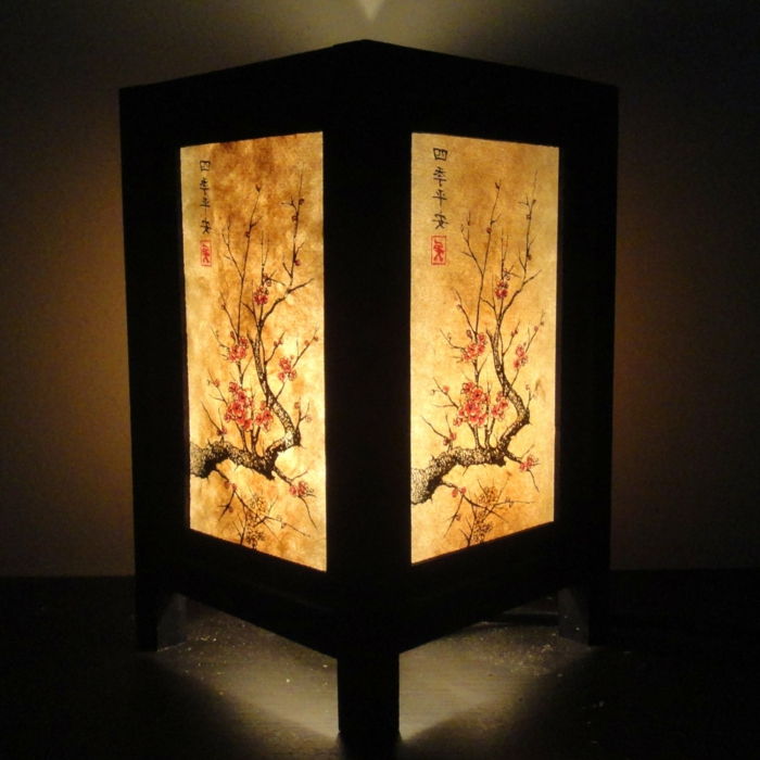 Asian-nattbordlampe japansk Tre Pattern zen-kunst