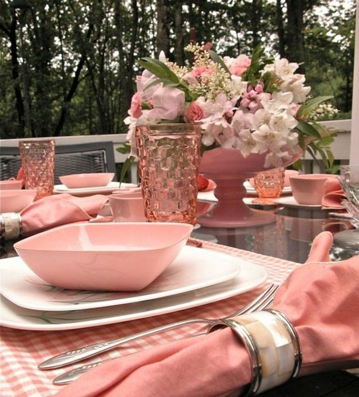 salontafeltje Bruiloft decoratie-in-roze kleur