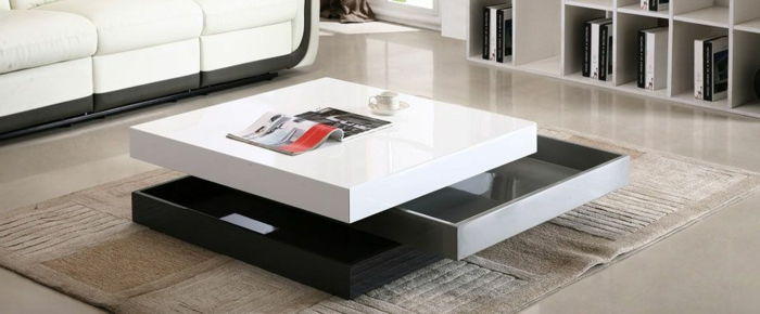podaljšanje miza-in-črno-belo-črno-usnje-plueschteppich kavč-italijansko-MOEBEL-moderno-MOEBEL