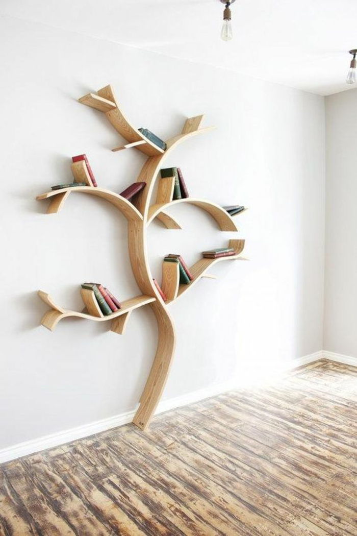estante-own-build-árvore-Prateleira-de-madeira-DIY-idéias-criativo parede projeto