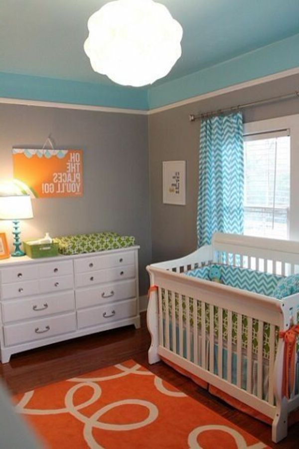 laranja e azul para o quarto do bebê