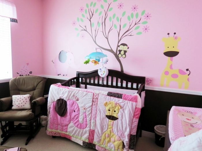 kreş mobilya hayvanlar renkli tasarım kreş fil zürafa kahverengi mobilya duvar çıkartması