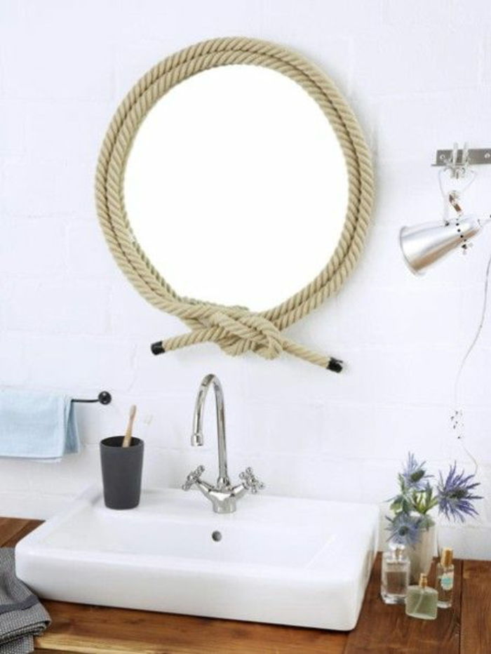 baie deco în sine face oglindă rotundă cu bandă de cablu umwinckeln