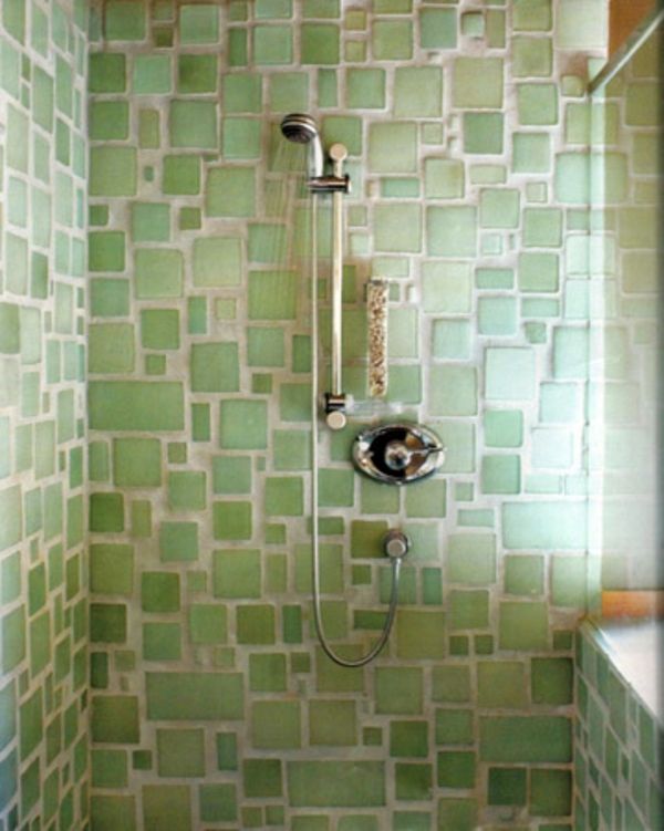 banyo fayansı duşakabin yeşil duvar tasarımı