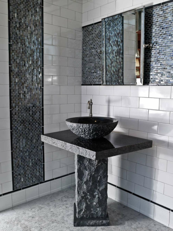 vonios kambarys su mozaika-modernus-vonios kambarys ir kriauklė juoda