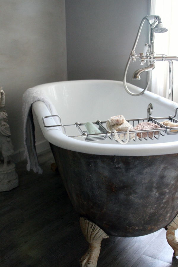 badekar-grå-hvitt frittstående