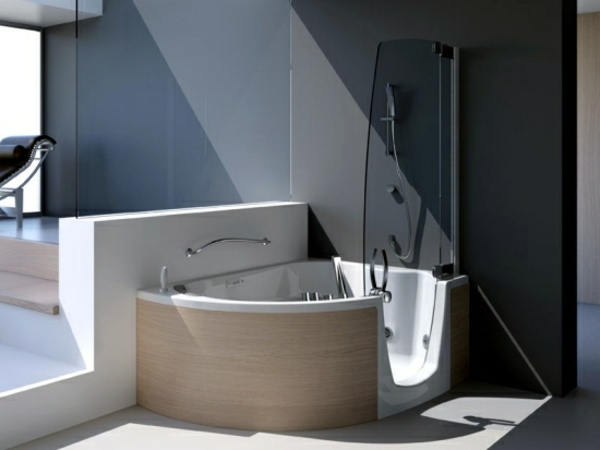 bad-med-dusch-zon-badrum-med-väggar-in-grå-färg