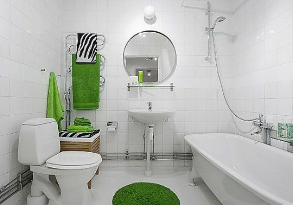 badkamer-decoratie-bad-ideeën-wit-en-groen - badkuip