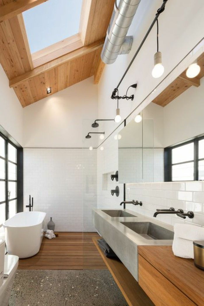 badrum design höga tak rum-vit-konstruktion