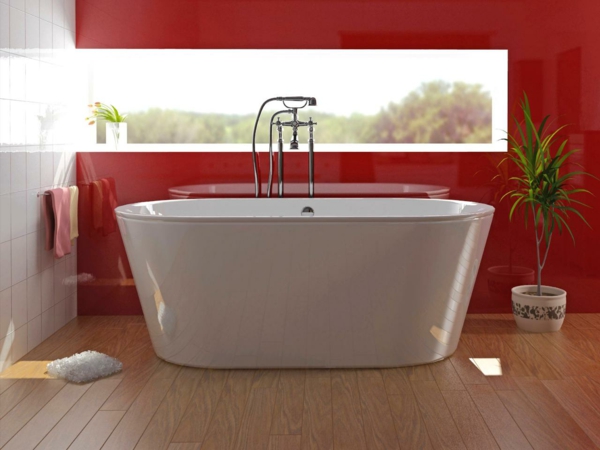 Banyo-gestalten_badewanne_rote duvar rengi