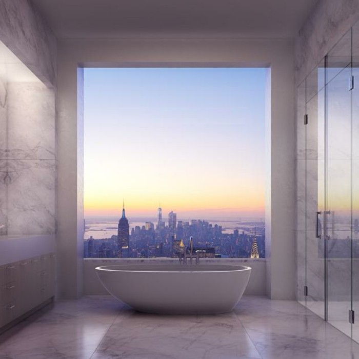 Make-bad-moderne-vakre-badekar-og-imponerende utseende-through-vindu