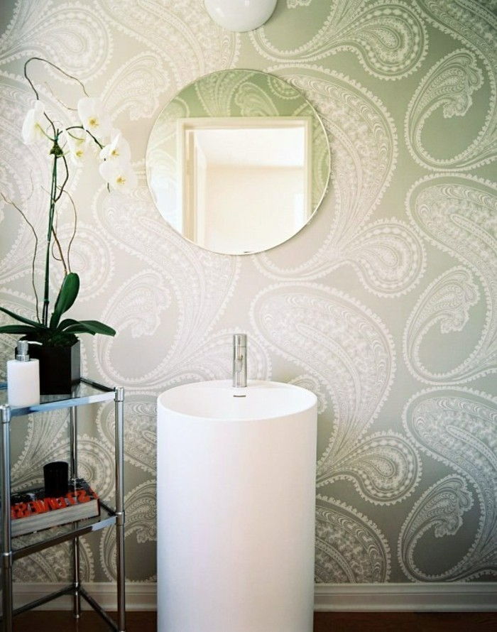 badrumsinredning-round-spegel intressant-wallpaper