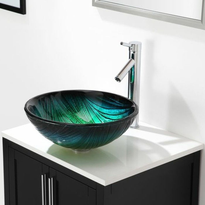 bad design-ideer-Bader-ideer-moderne-vask-i-blå og grønn