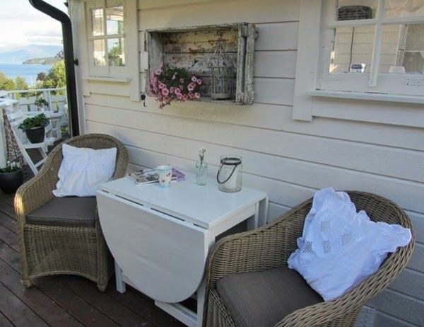 balkon, zložljiva miza set moderno vzpostavitev ideje, balkon-terrace-