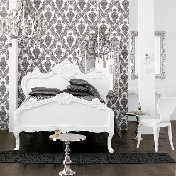 baroko tapetai pilka spalvos