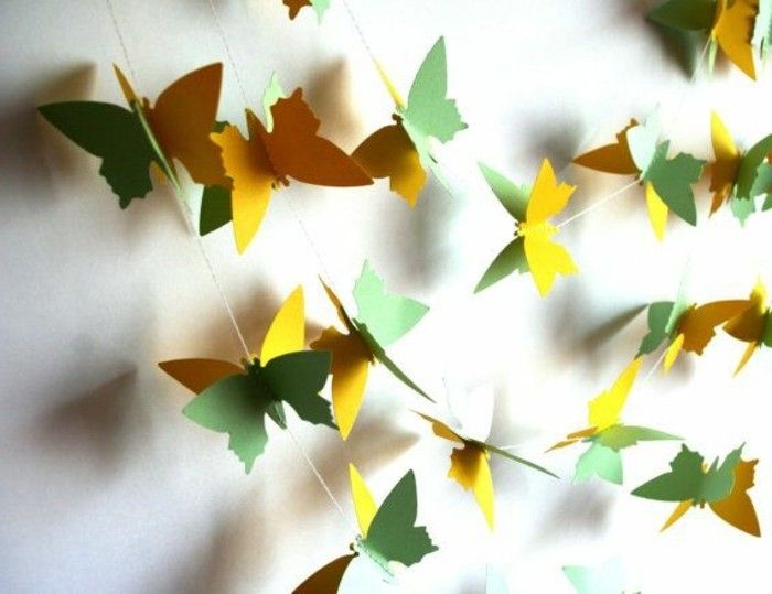 hantverk idéer-of-papper-fjärilar-in-gul-och-grönt