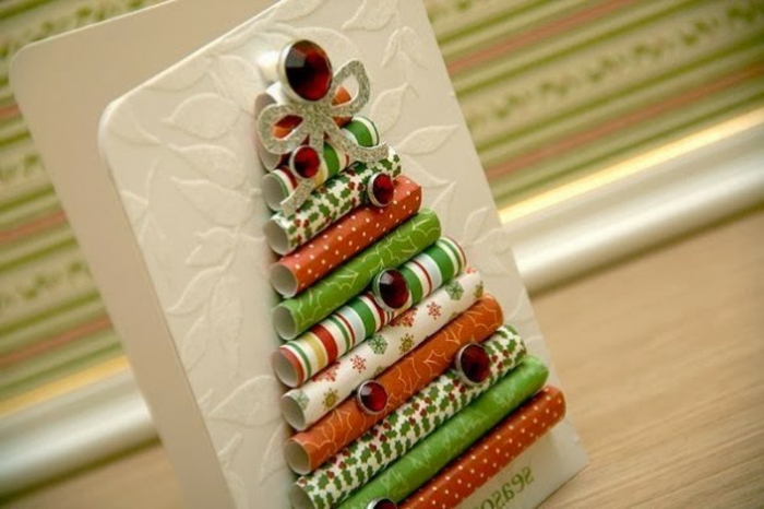 artesanato ideias-para-Natal-interessante Cartão-com-a uma-árvore de Natal originais de Natal