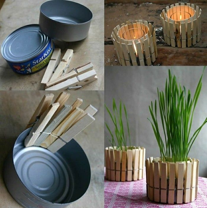 tinker-con-lattine-candela-clip-verde-pianta-Pot tavolo