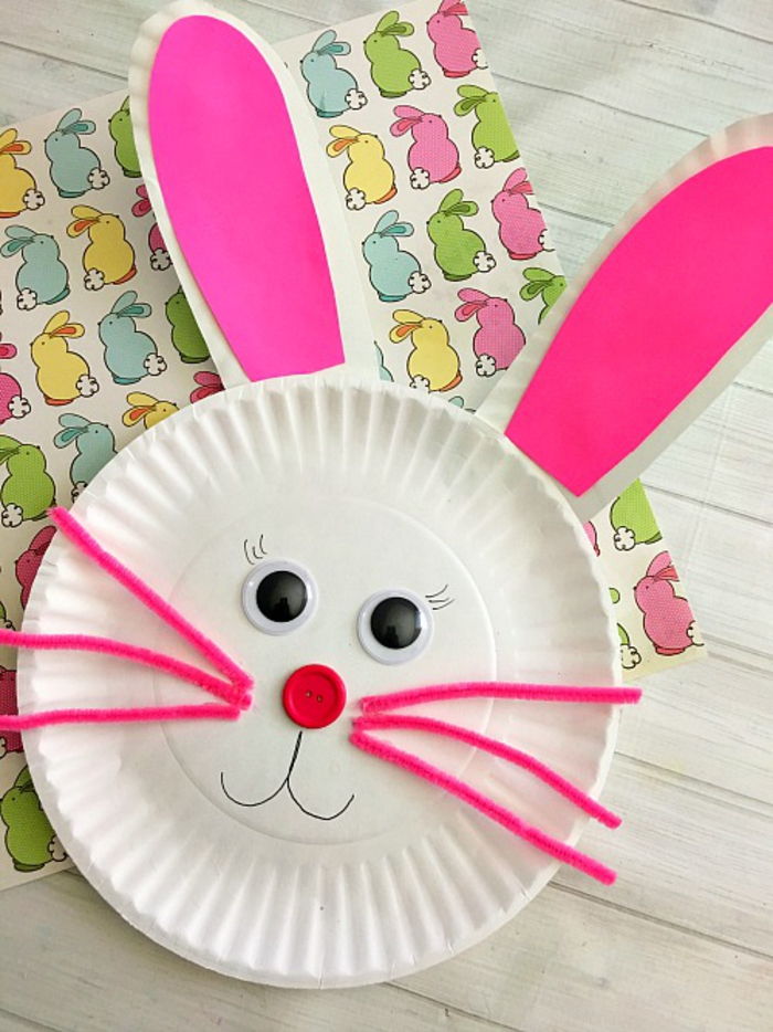 Gjør kanin fra papirplaten selv, enkel og kreativ DIY ide for barn