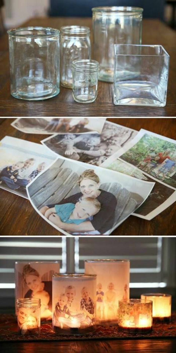decorar copos com fotos de família, decoração diy com velas