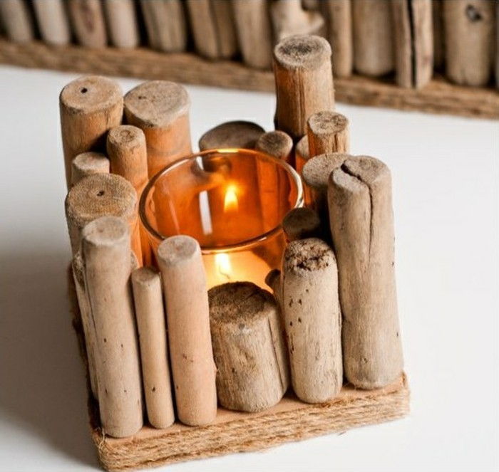 Taisome-su-Driftwood kvadratinių žvakidė-šviesos žvakių Pasidaryk pats