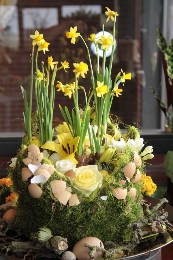 Tinker-Easter-Tinker-Craft idėjos-Easter-tischdeko-gražūs-gėlių puokštes
