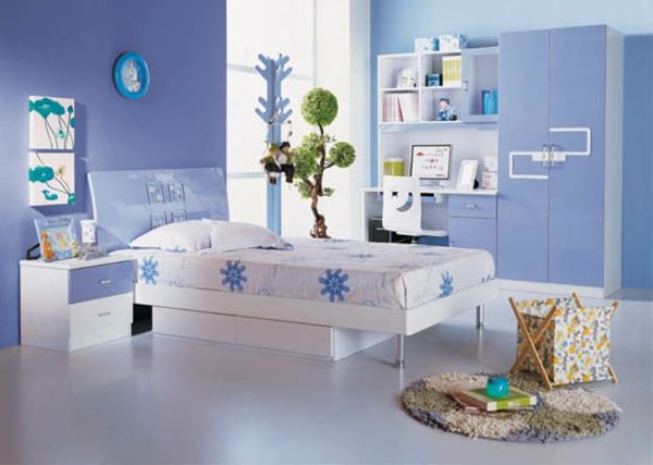 pokój dziecięcy - sypialnia z niebieskimi odcieniami