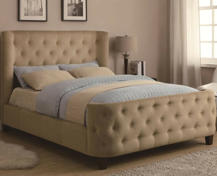 bej model karyola-çekici tasarım-in-romantik-yatak