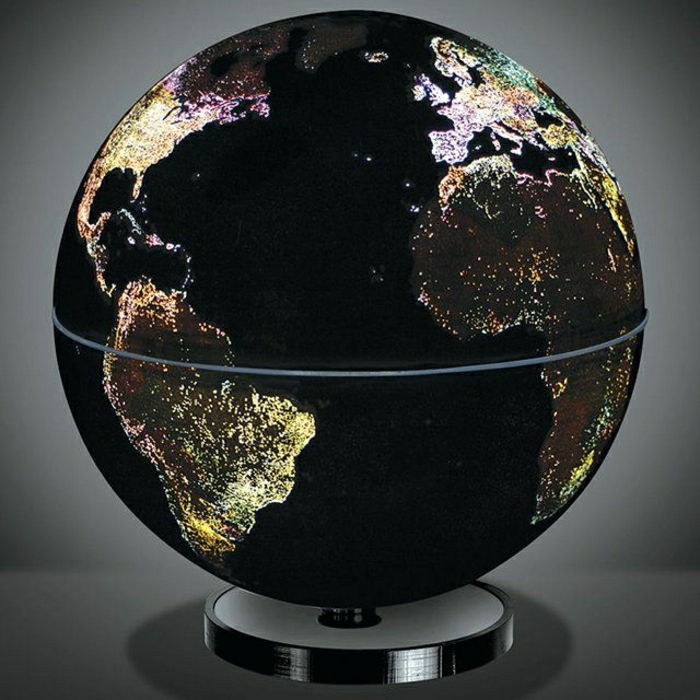 osvetljeni globus črno vrtljivo dekoracija ideja-Odlično