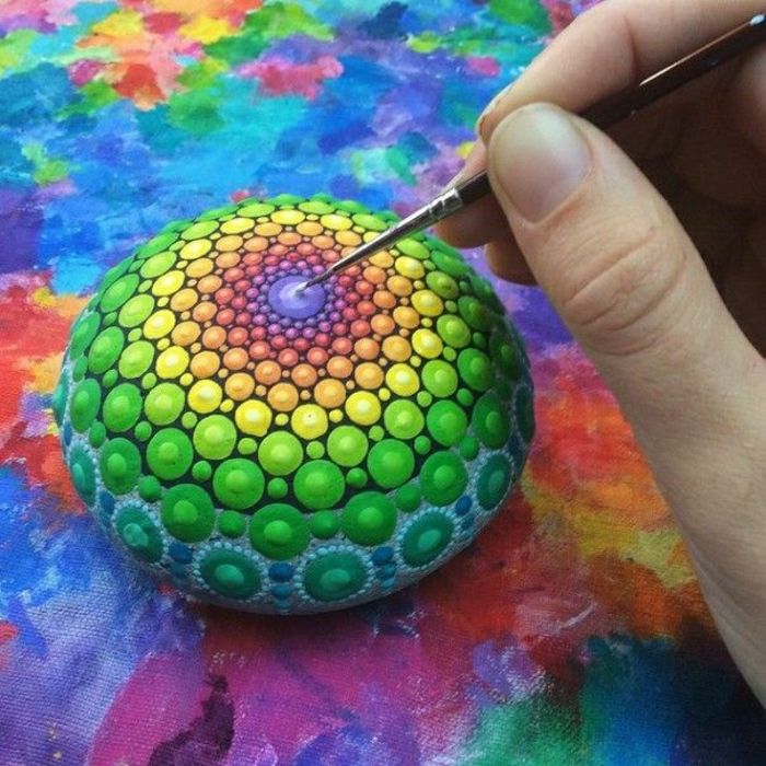 målade tegel-fabiges Mandala Mönster neon färger