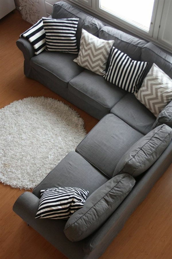-Komfortable-sofa-grå-farge-vakre-etablering ideer-for-the-stue-hjørnet