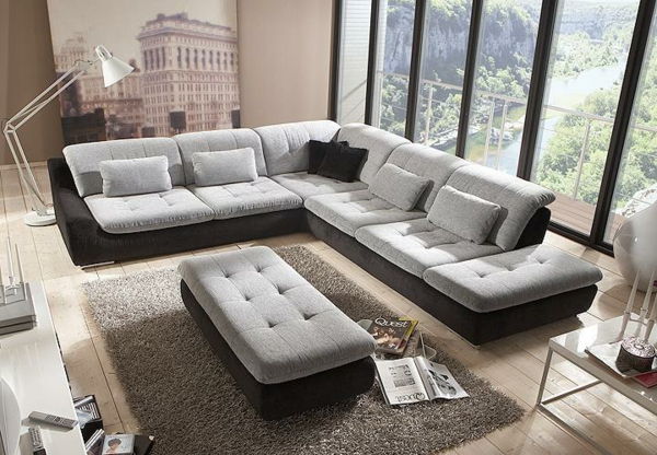 udoben kavč-sivo-barva-lepa-obratu ideje-za-v - dnevno sobo