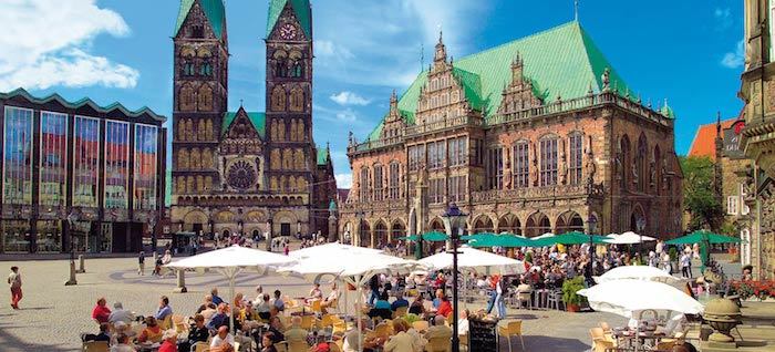 Topp 10 bästa städerna i Tyskland Bremen Bremer Center Market Dom Dom Hall Café Butiker