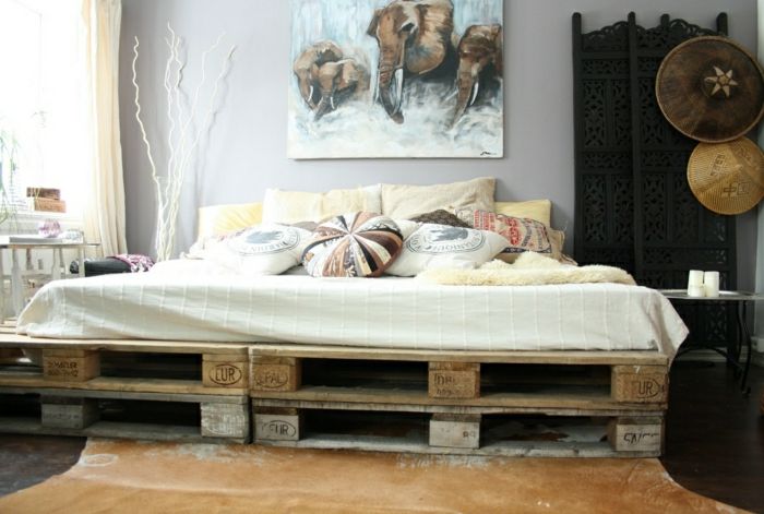 Yatakta-of-palet-Boho-chic Yastık Pachwork-Elefante görüntü Mum Çinli Şapkalar