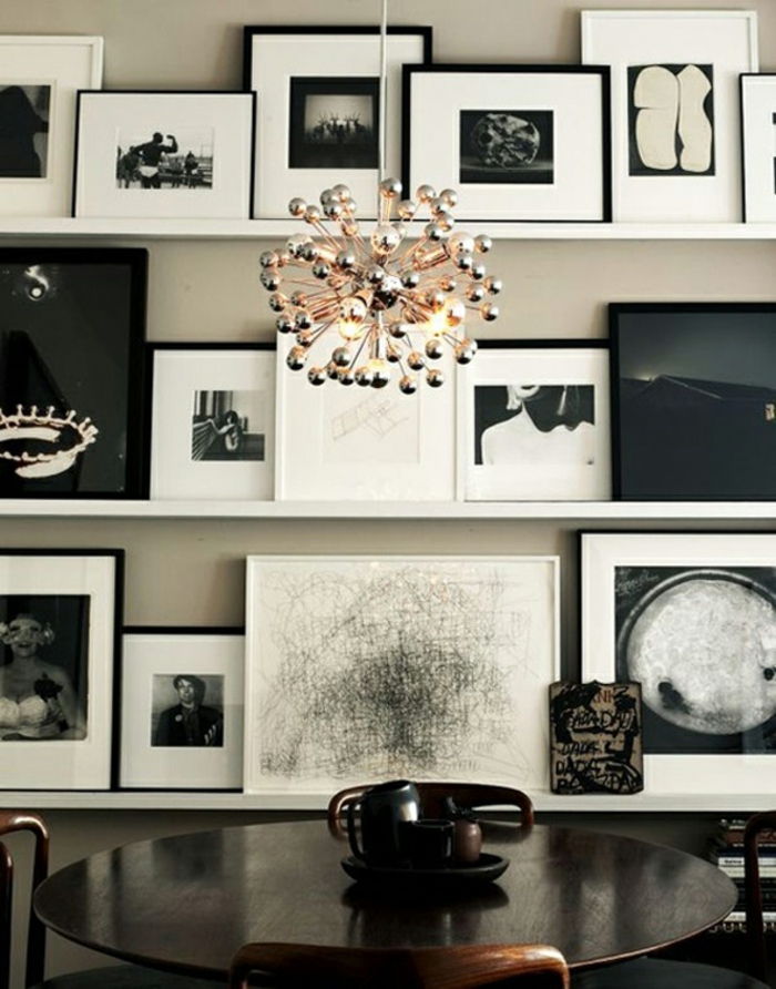 abstracte beelden in zwart-witte lijst, lamp - verfraai omlijsting