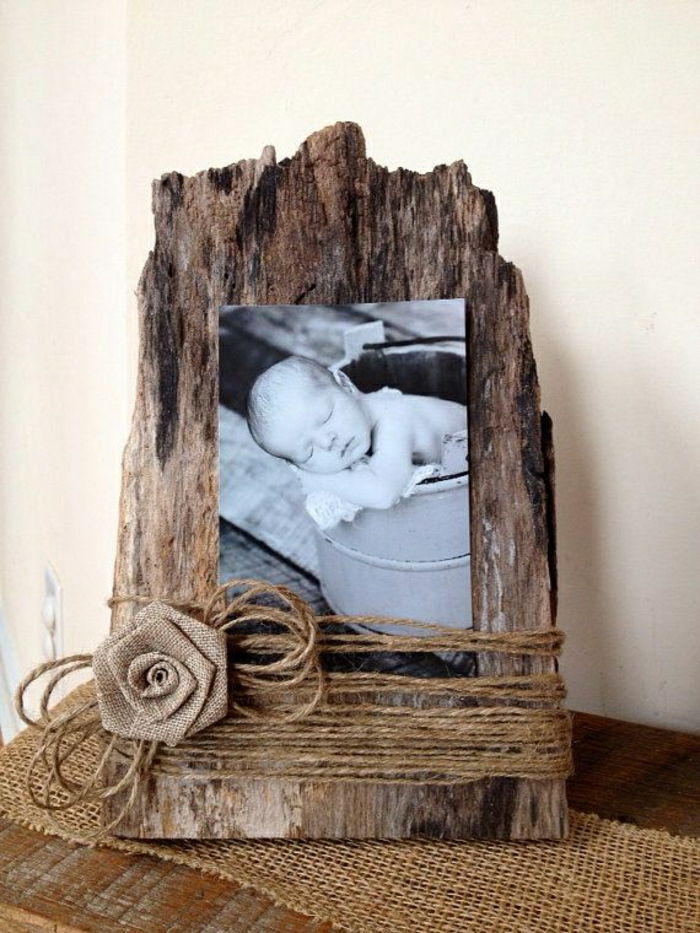 fotolijst-zelf-making drijfhout Cord Foto van de Baby