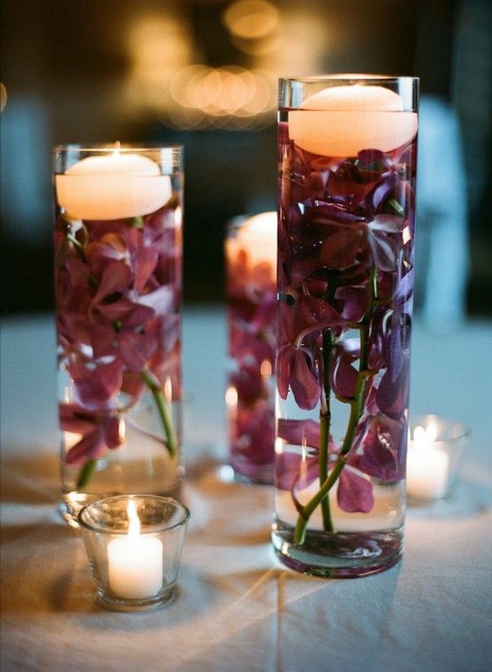 ieftine-lumânări-in-sticlă, cu-violet flori